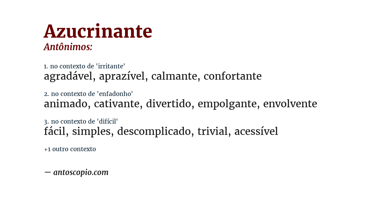 Antônimo de azucrinante