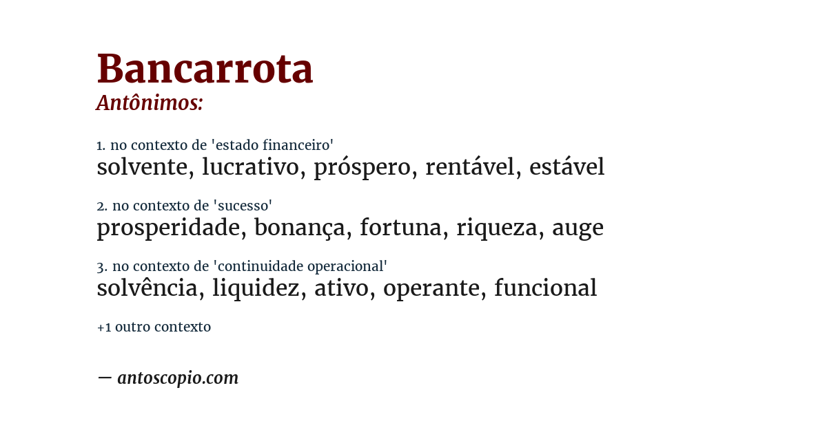 Antônimo de bancarrota