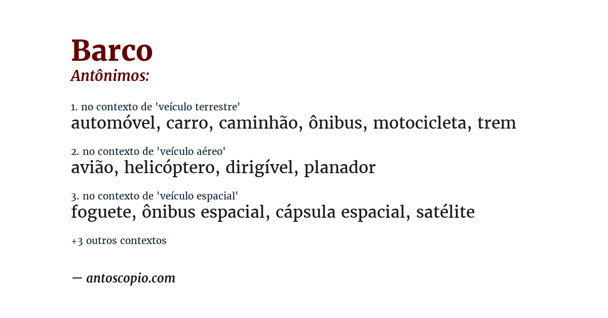 Antônimo de barco