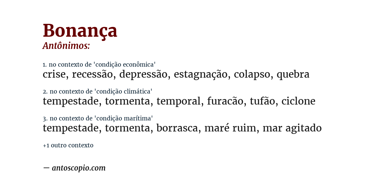 Antônimo de bonança