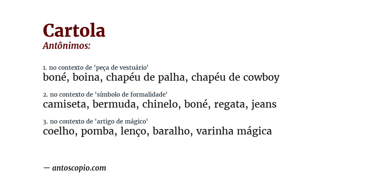 Antônimo de cartola