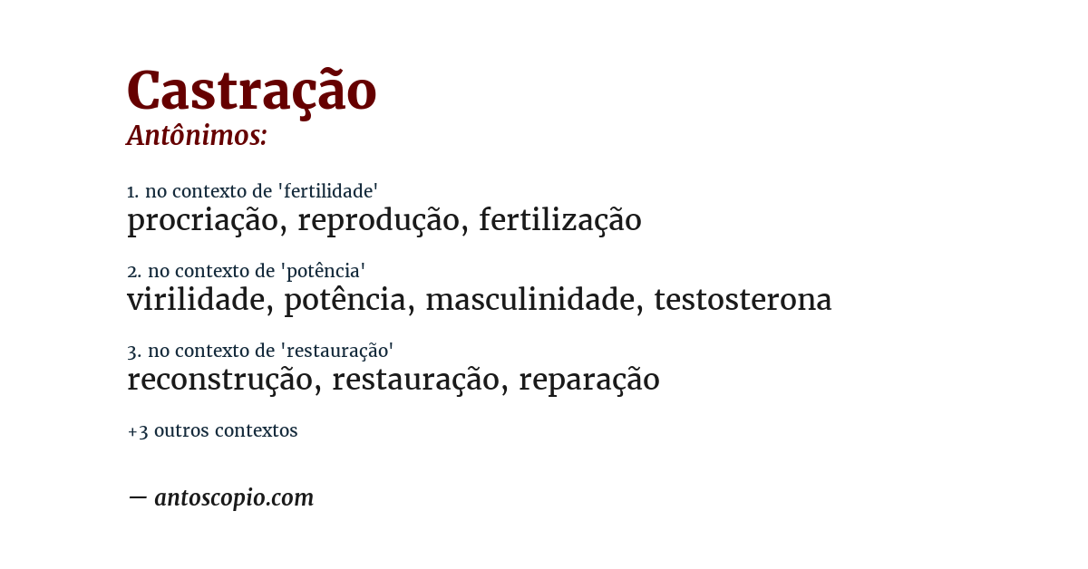 Antônimo de castração