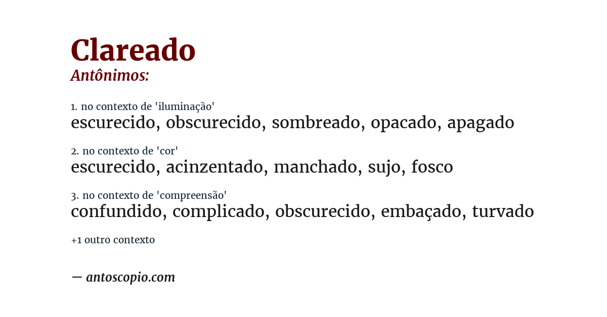 Antônimo de clareado