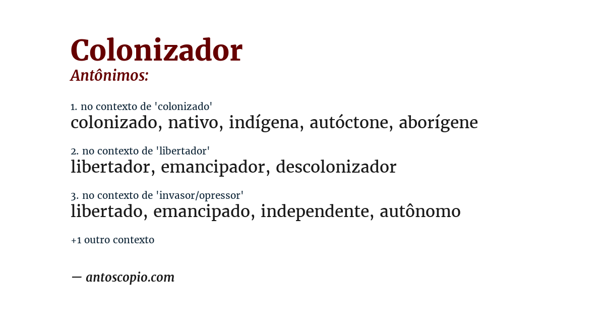 Antônimo de colonizador