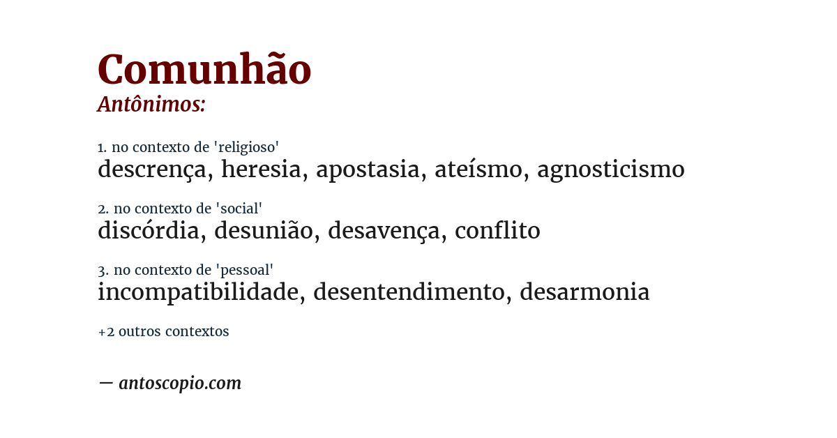 Antônimo de comunhão