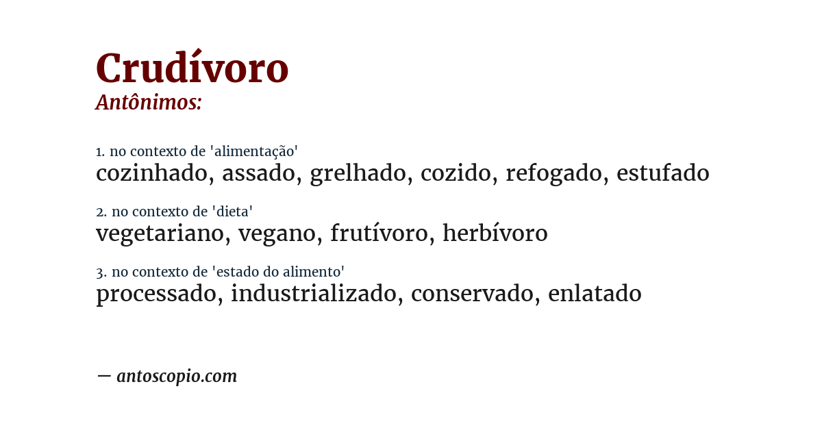 Antônimo de crudívoro