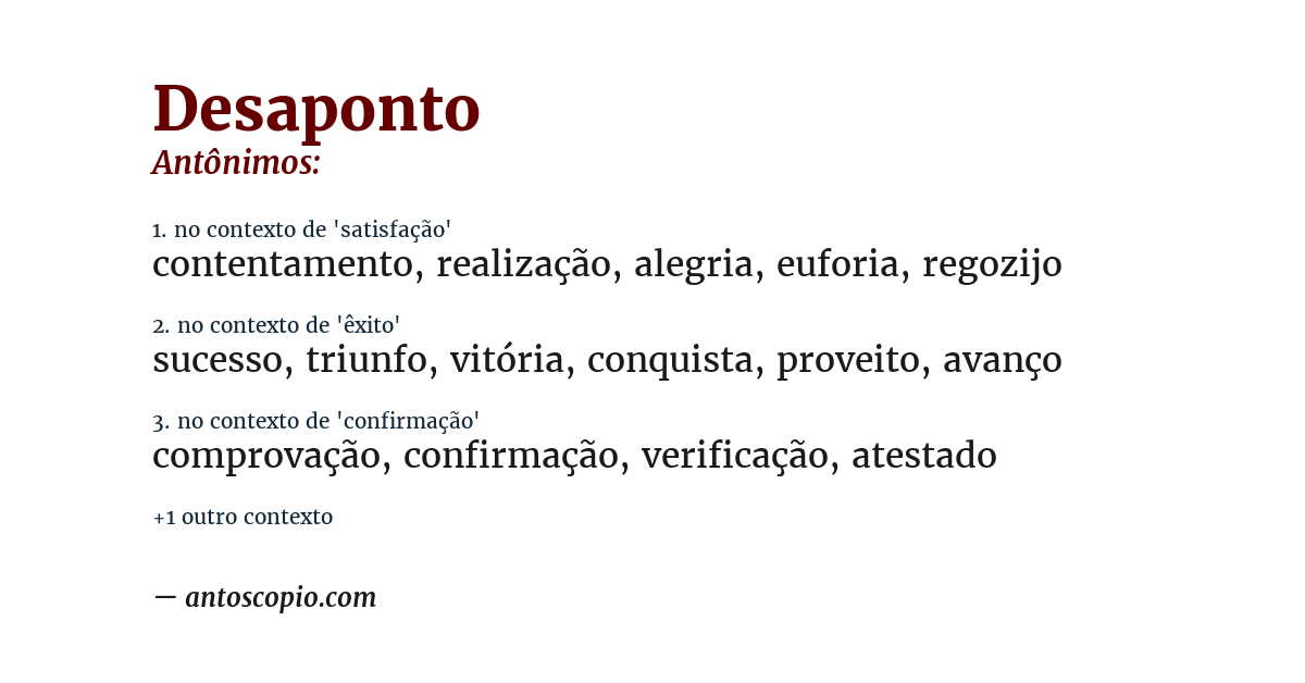 Antônimo de desaponto