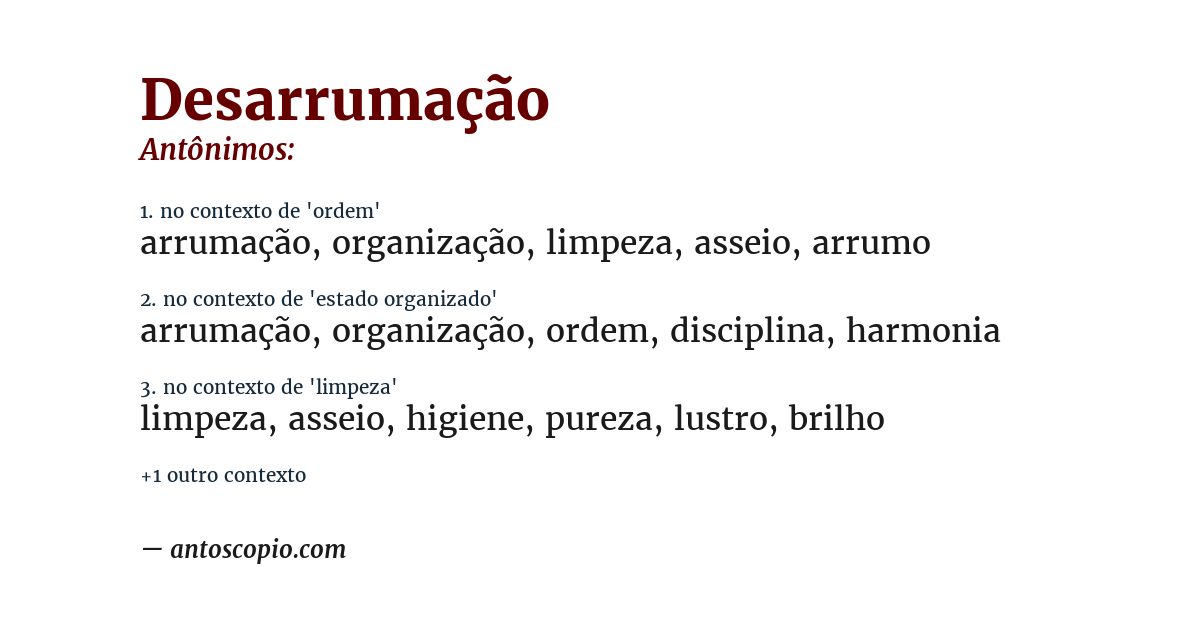 Antônimo de desarrumação