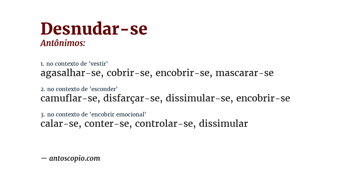 Antônimo de desnudar-se