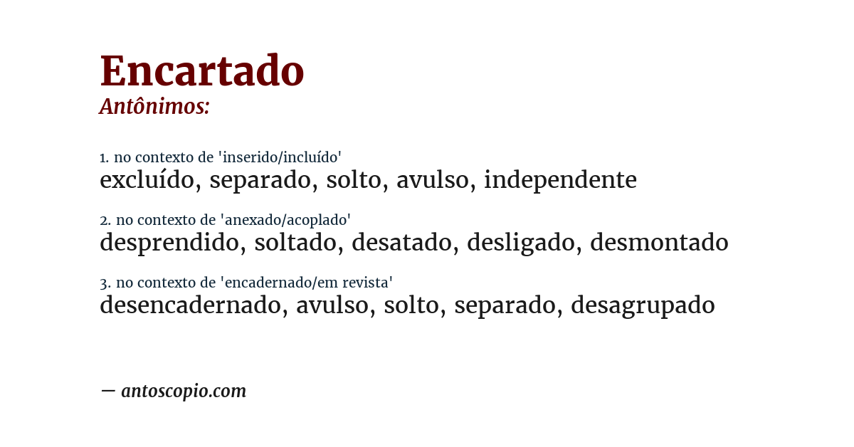Antônimo de encartado