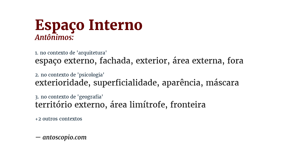 Antônimo de espaço interno