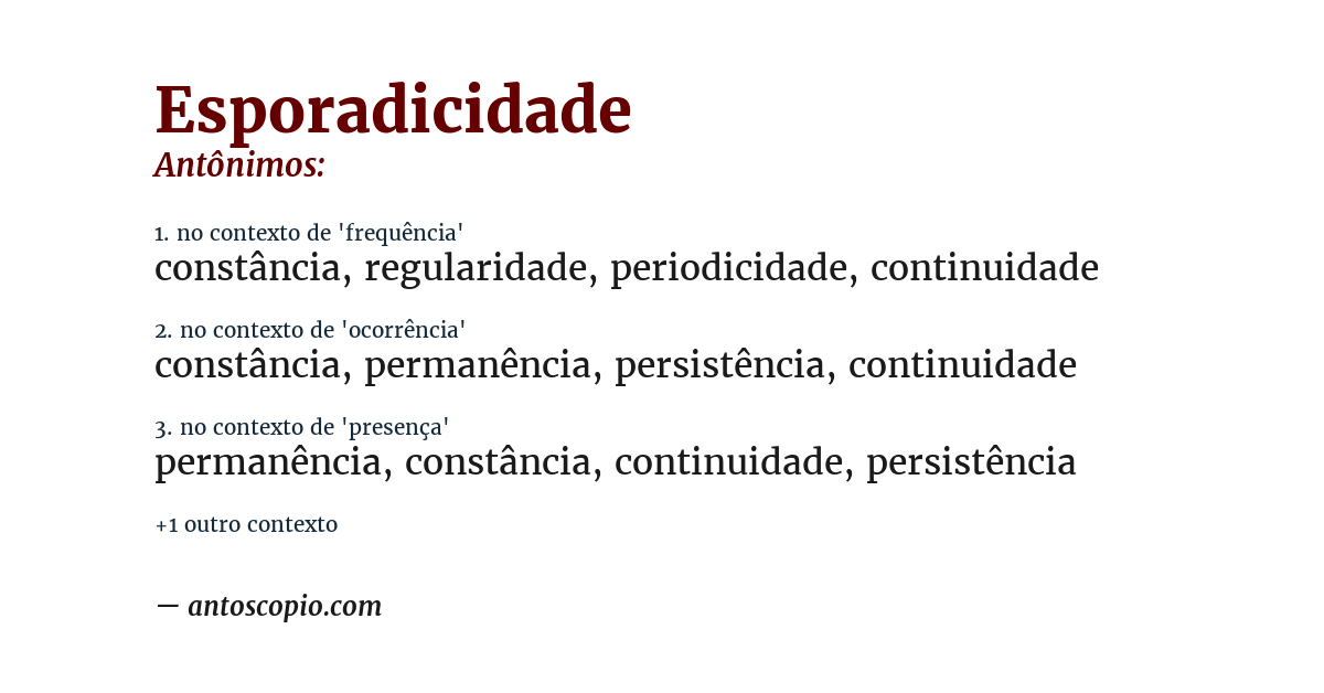 Antônimo de esporadicidade