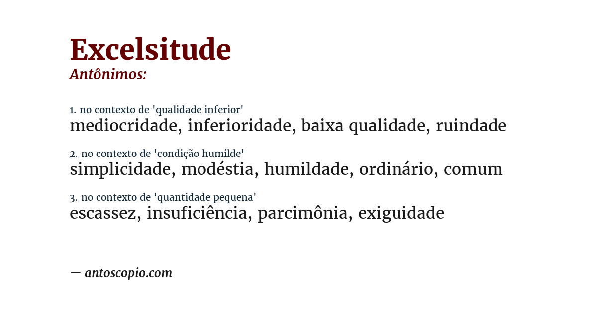 Antônimo de excelsitude