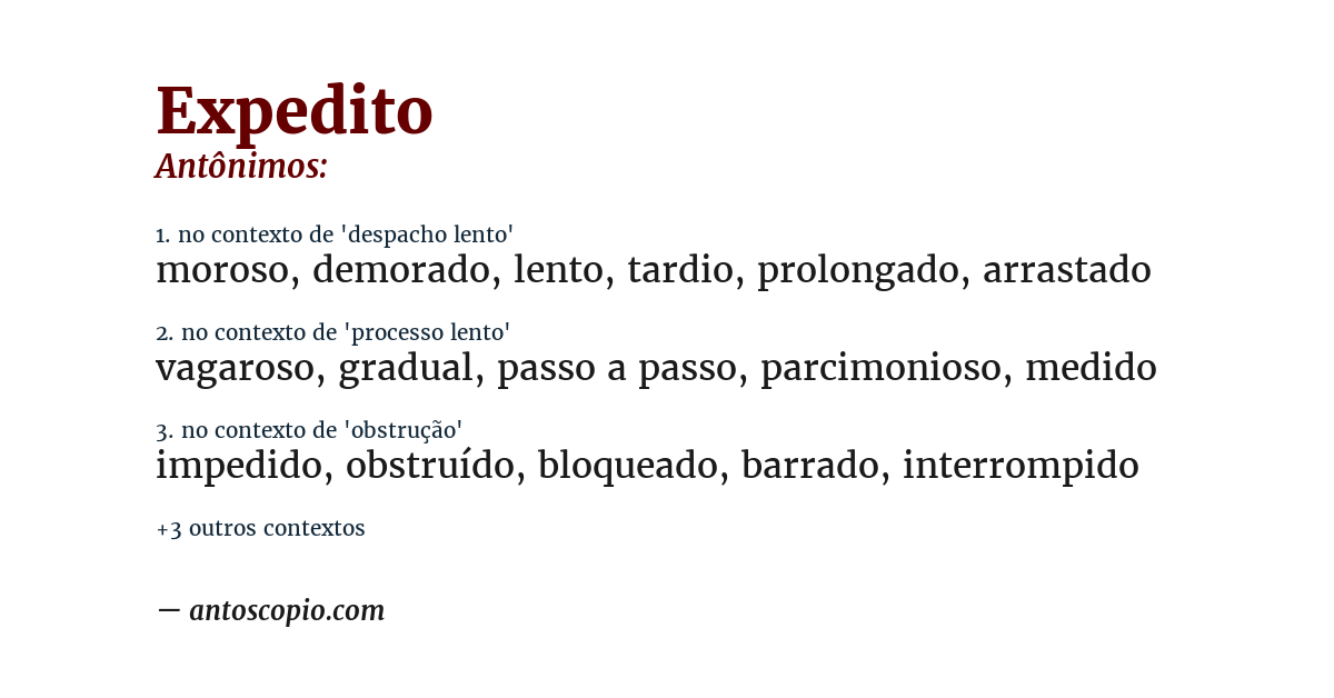 Antônimo de expedito