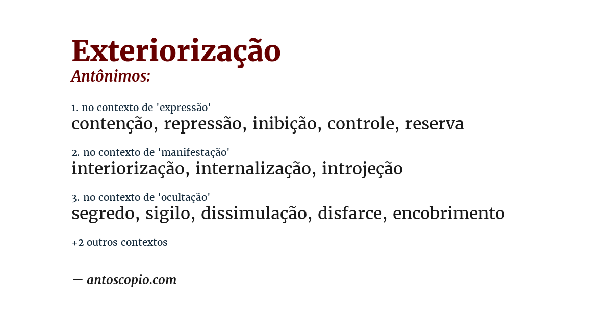 Antônimo de exteriorização