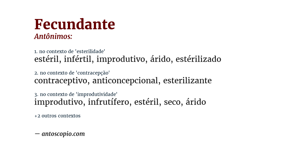 Antônimo de fecundante