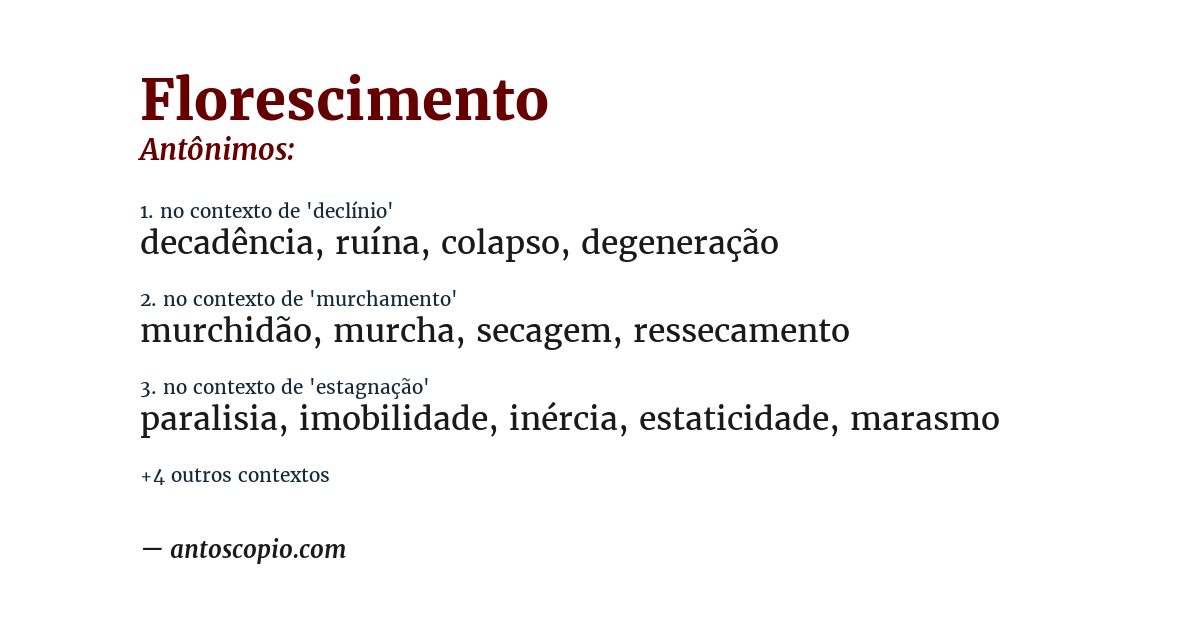 Antônimo de florescimento