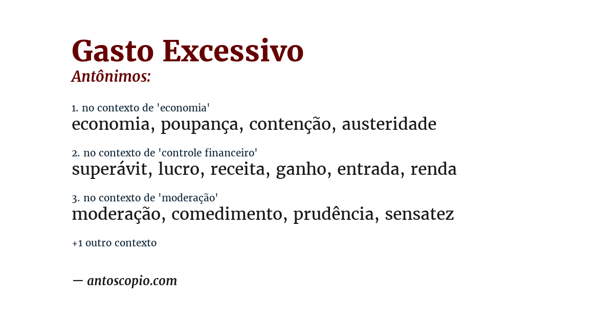 Antônimo de gasto excessivo