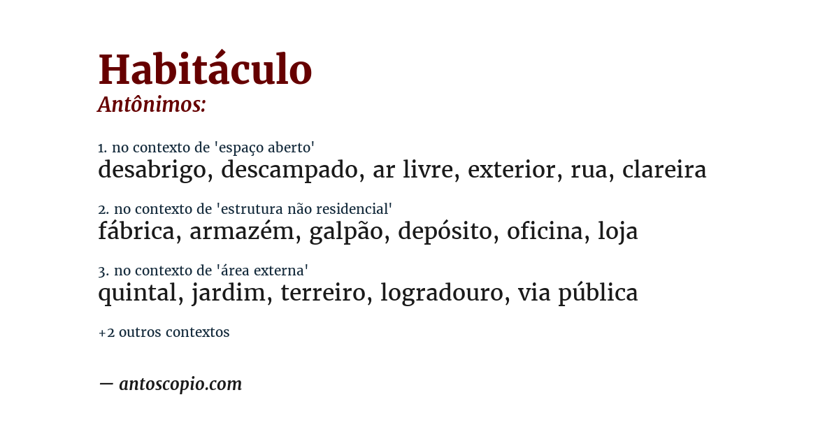 Antônimo de habitáculo