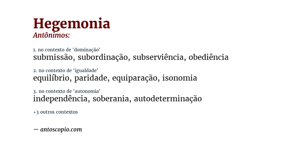 Antônimo de hegemonia