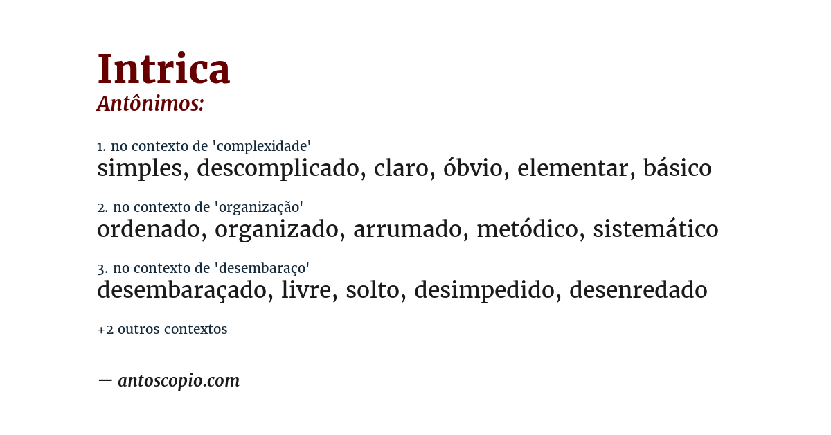 Antônimo de intrica