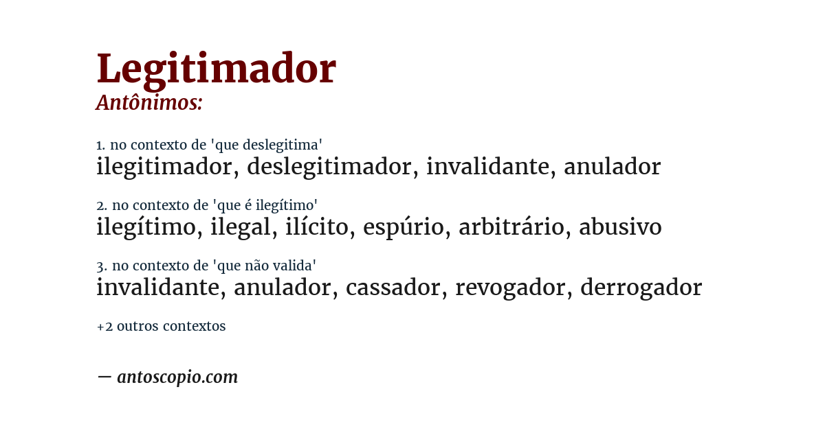 Antônimo de legitimador