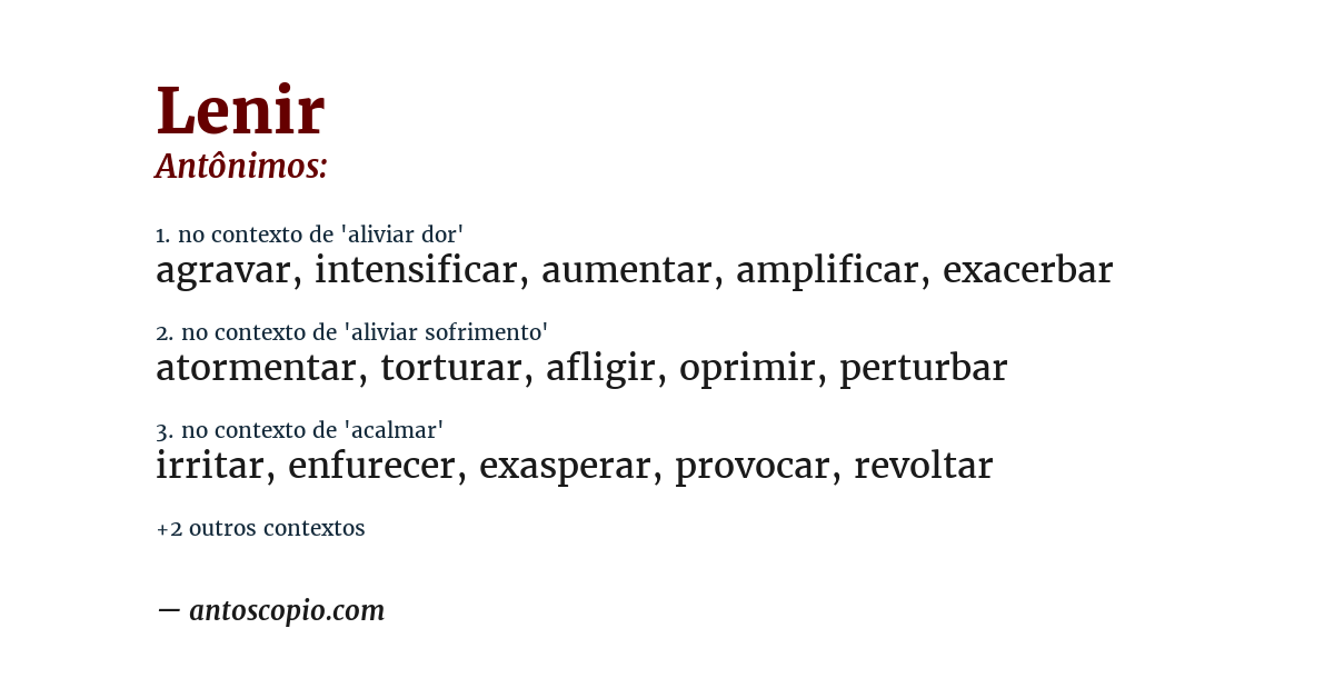 Antônimo de lenir