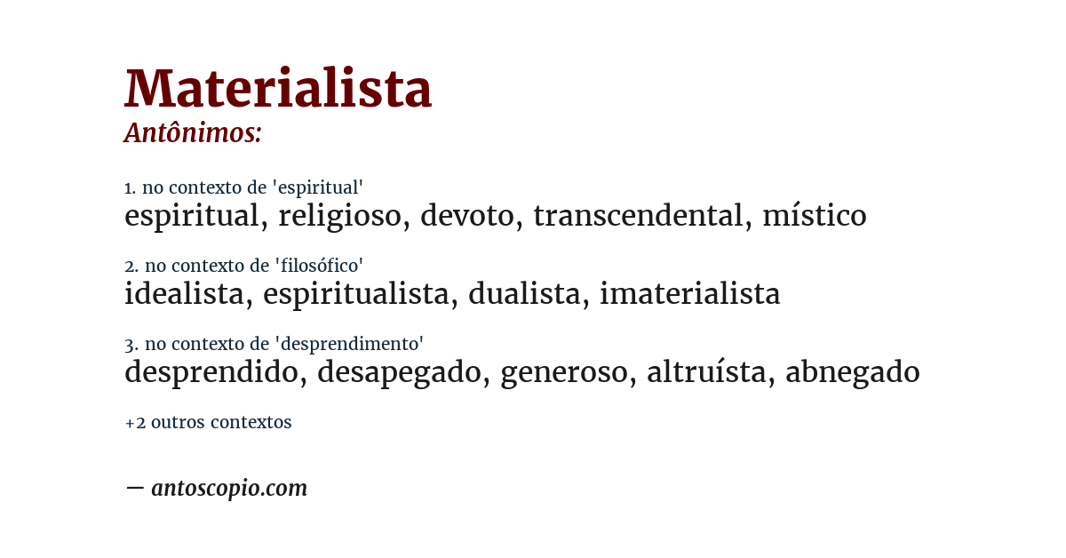 Antônimo de materialista