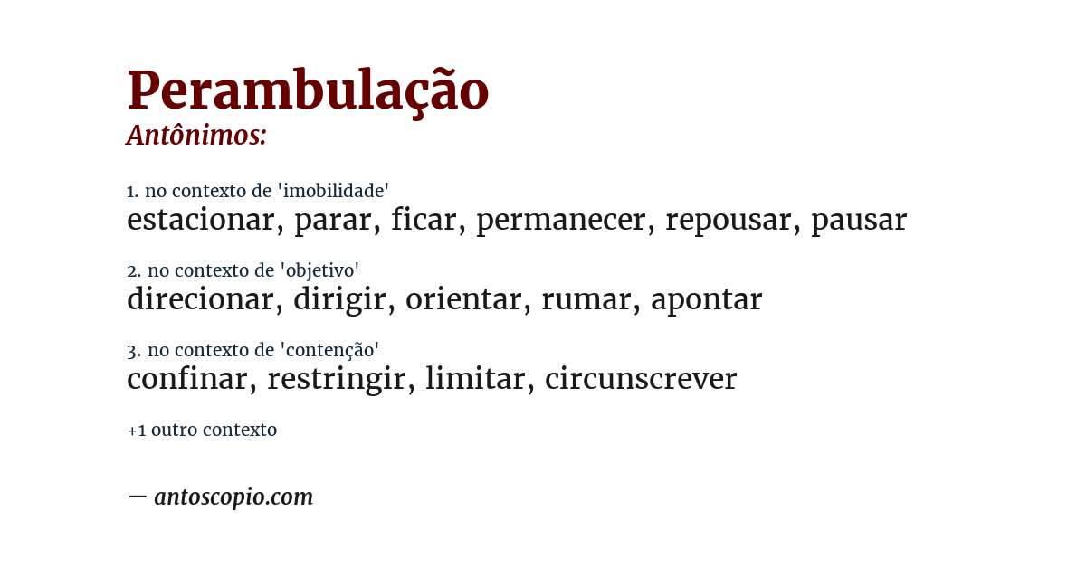 Antônimo de perambulação