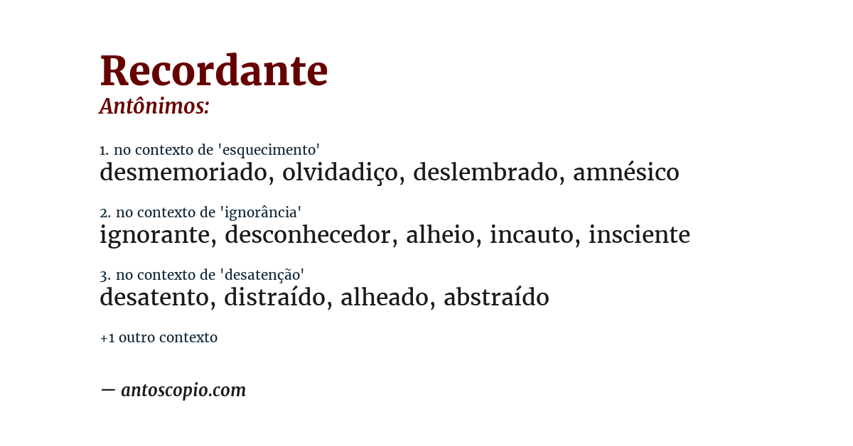 Antônimo de recordante