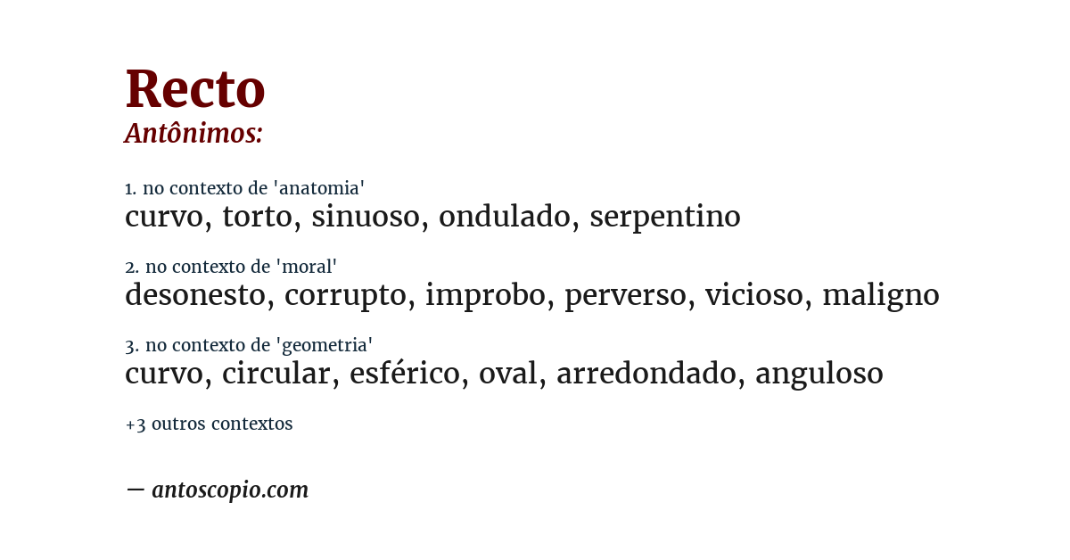 Antônimo de recto