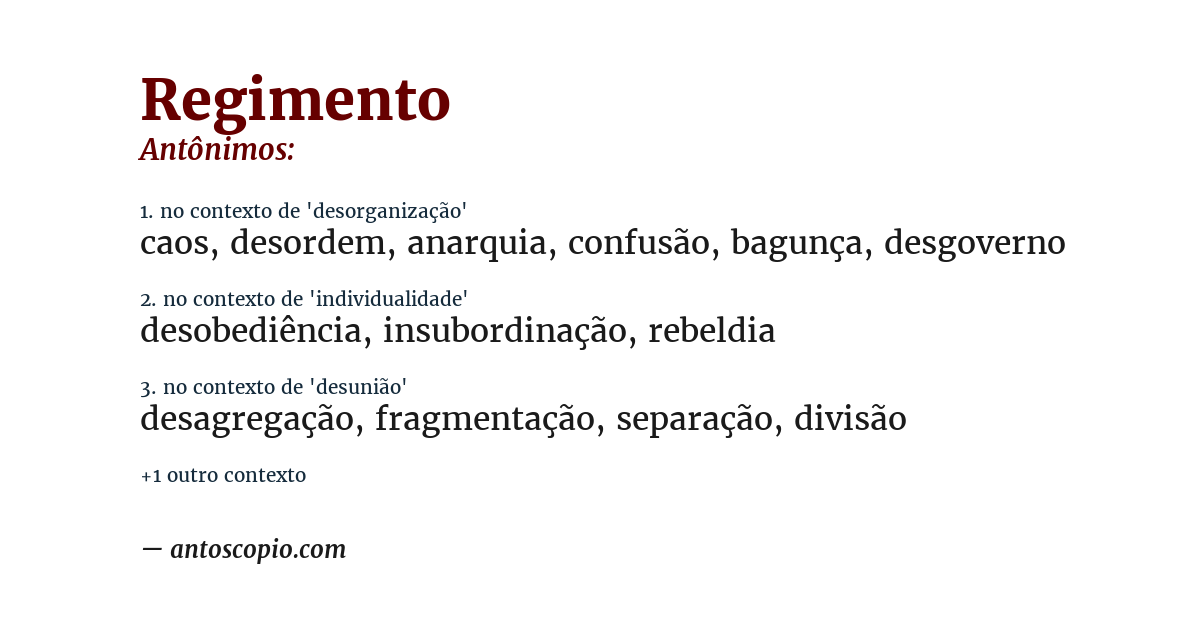 Antônimo de regimento