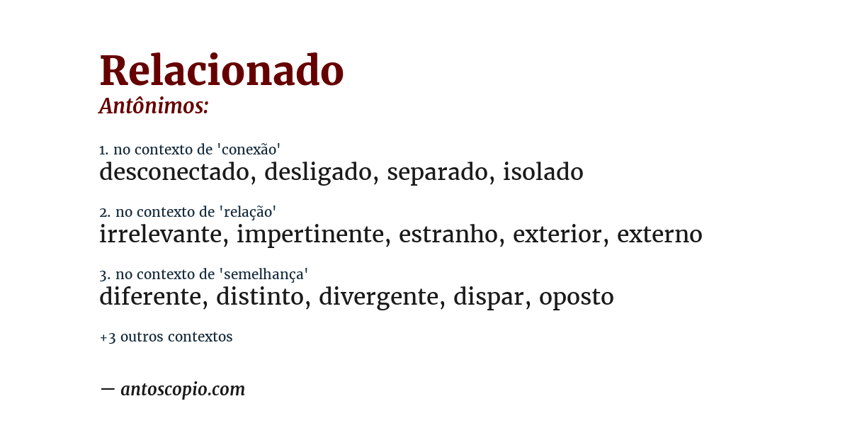 Antônimo de relacionado