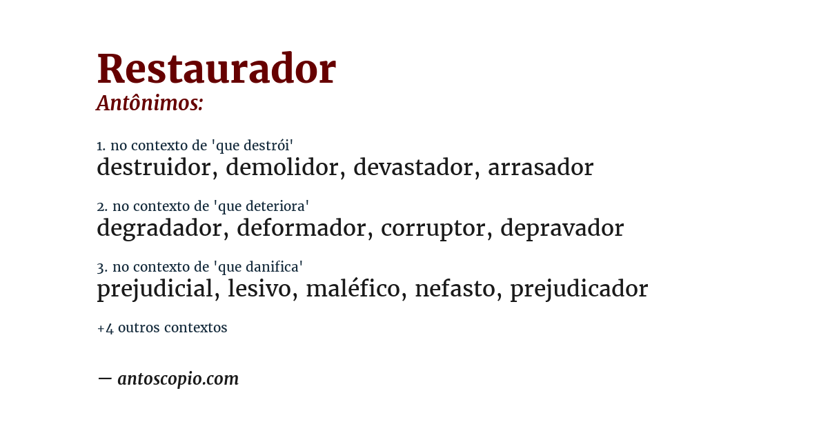 Antônimo de restaurador