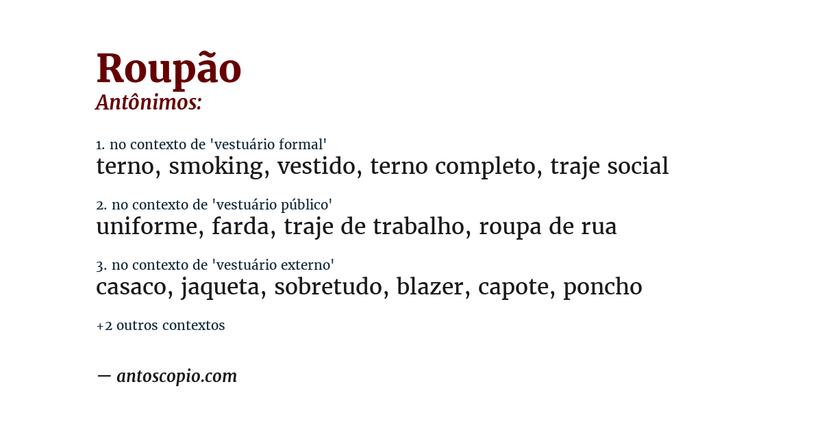 Antônimo de roupão