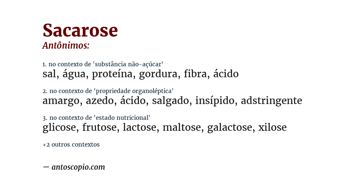 Antônimo de sacarose