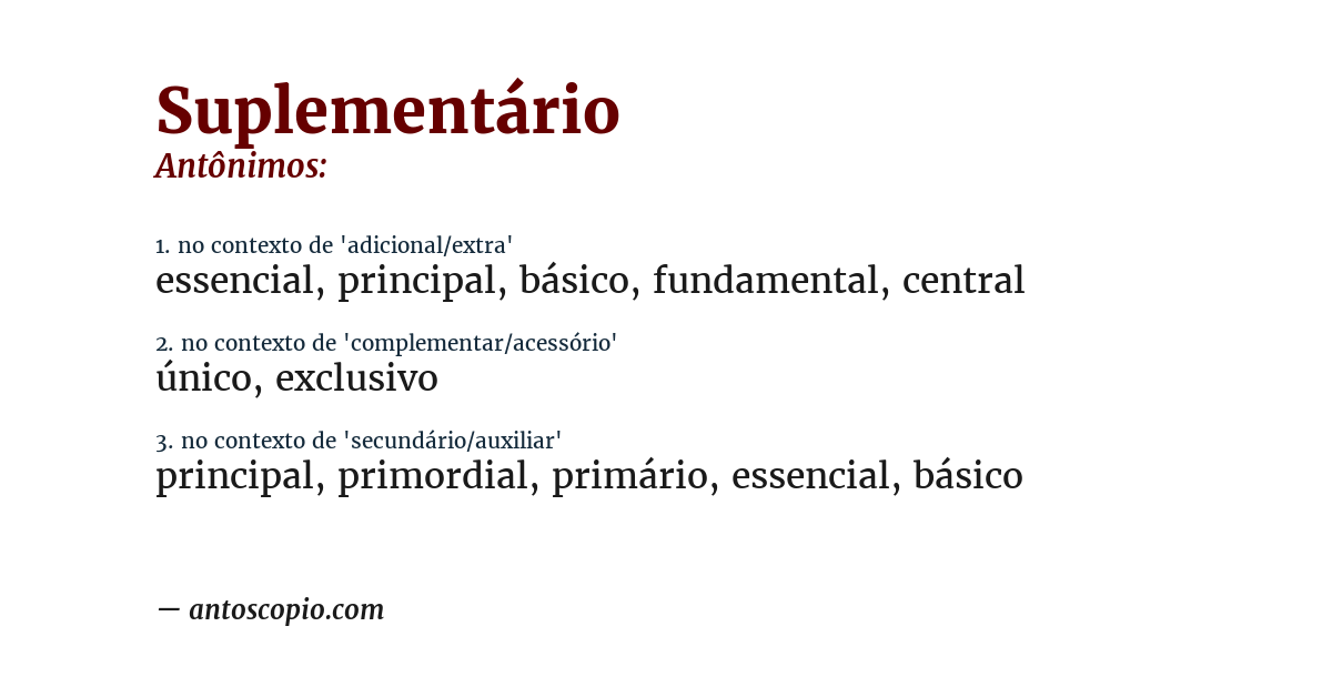Antônimo de suplementário