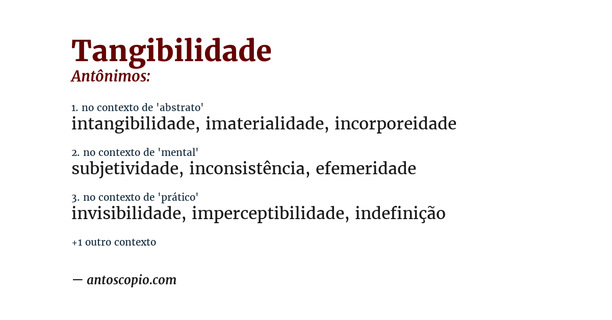 Antônimo de tangibilidade