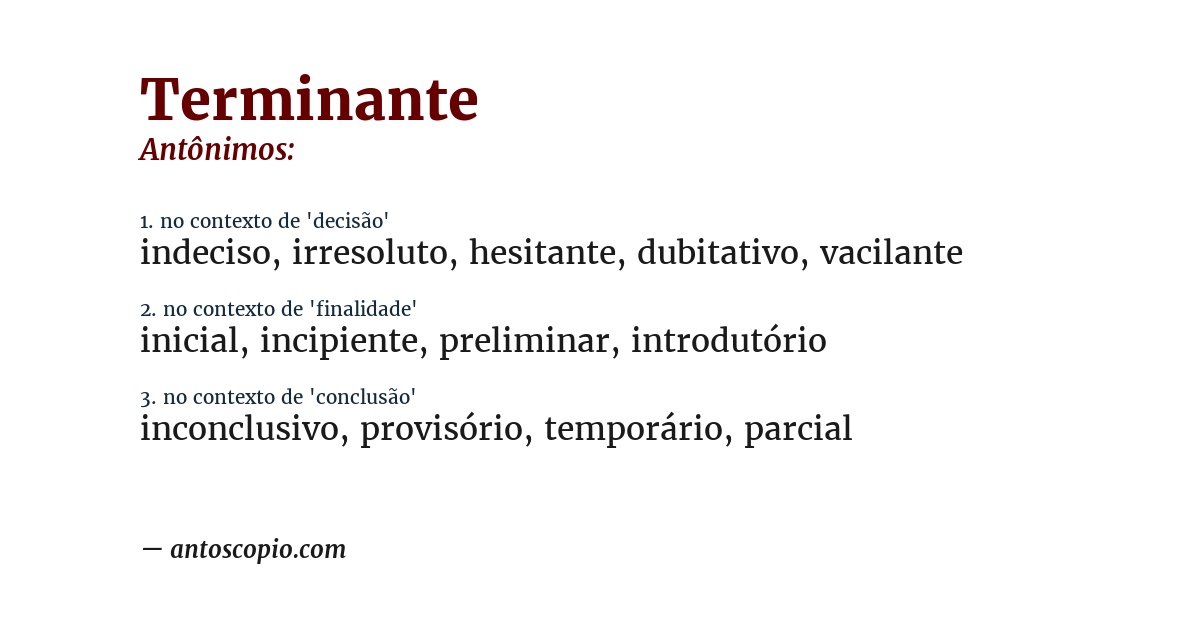 Antônimo de terminante