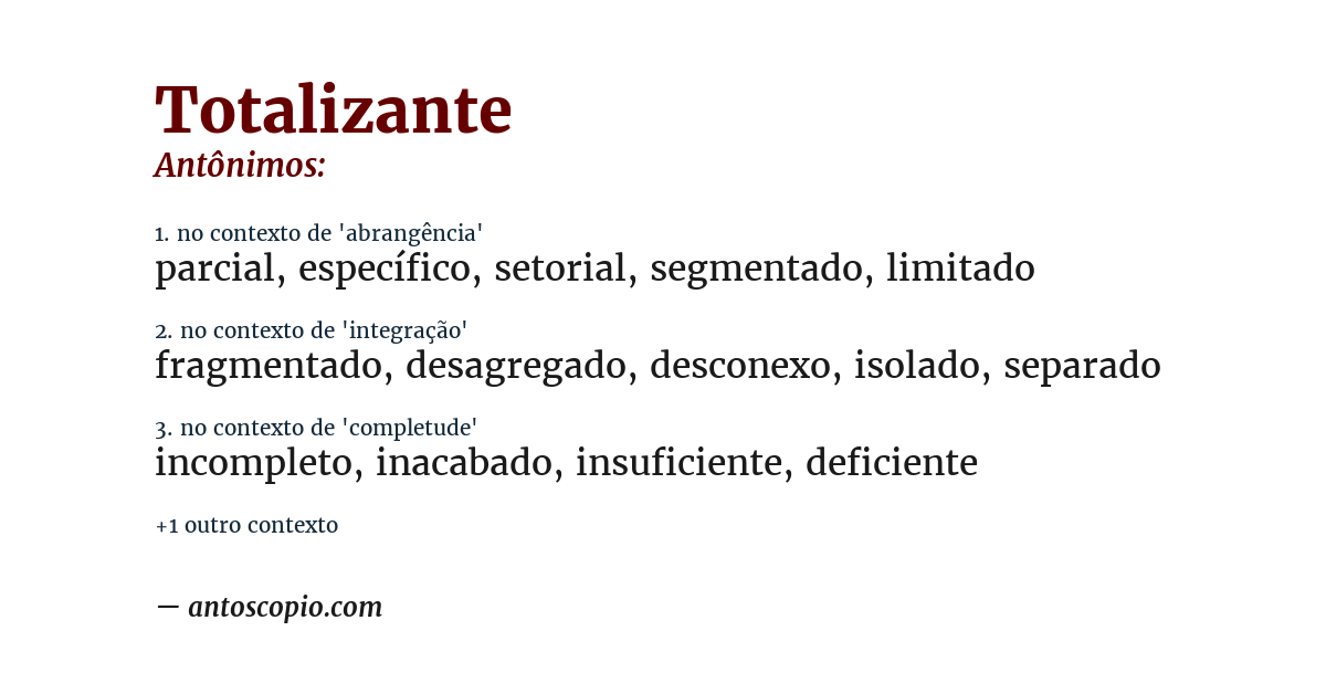 Antônimo de totalizante