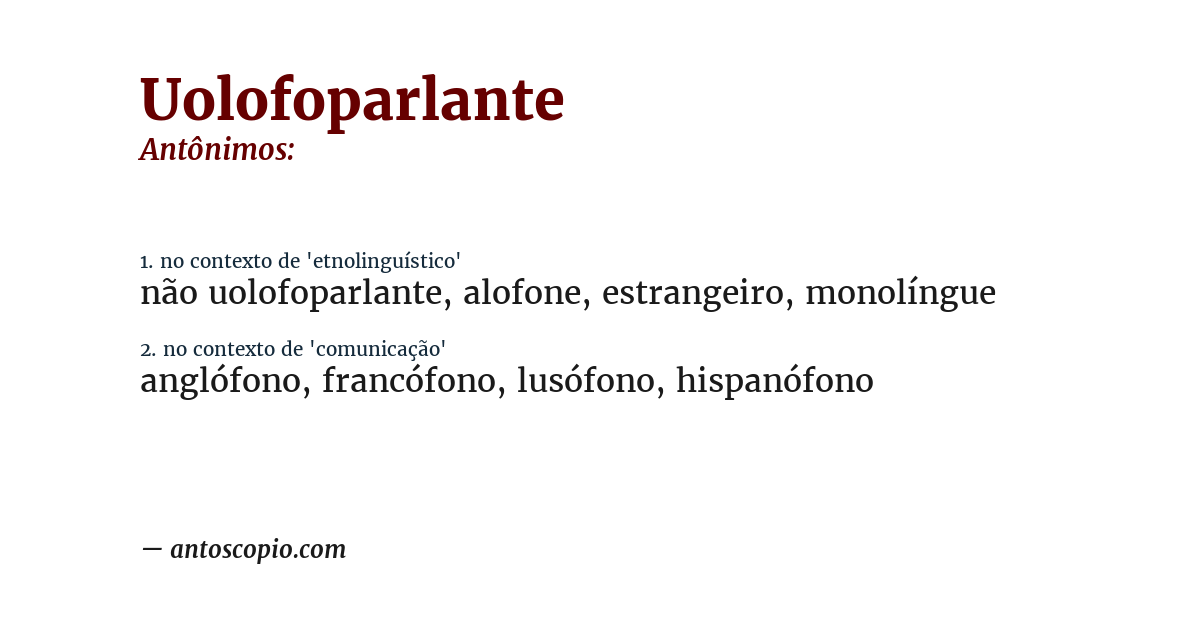 Antônimo de uolofoparlante