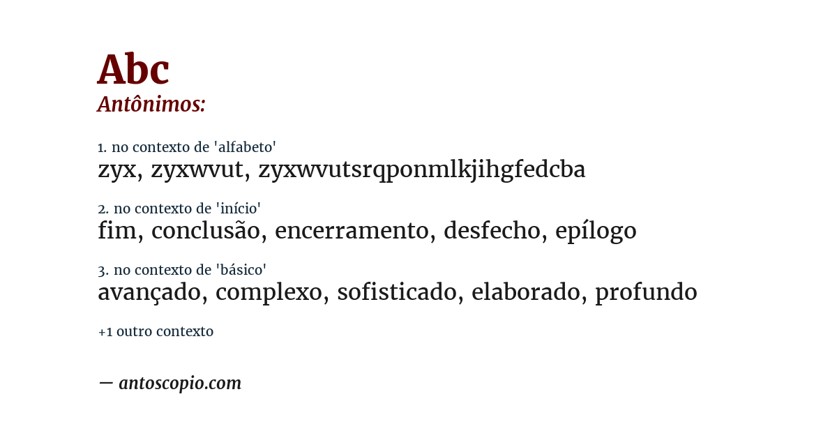 Antônimo de abc