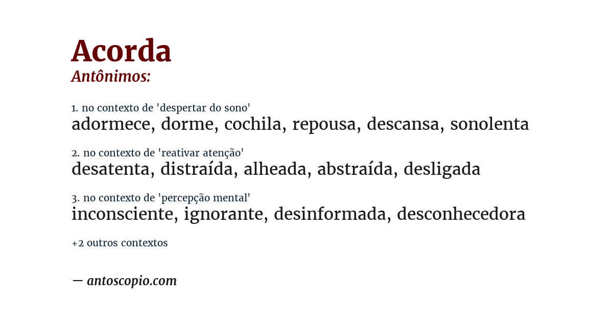 Antônimo de acorda