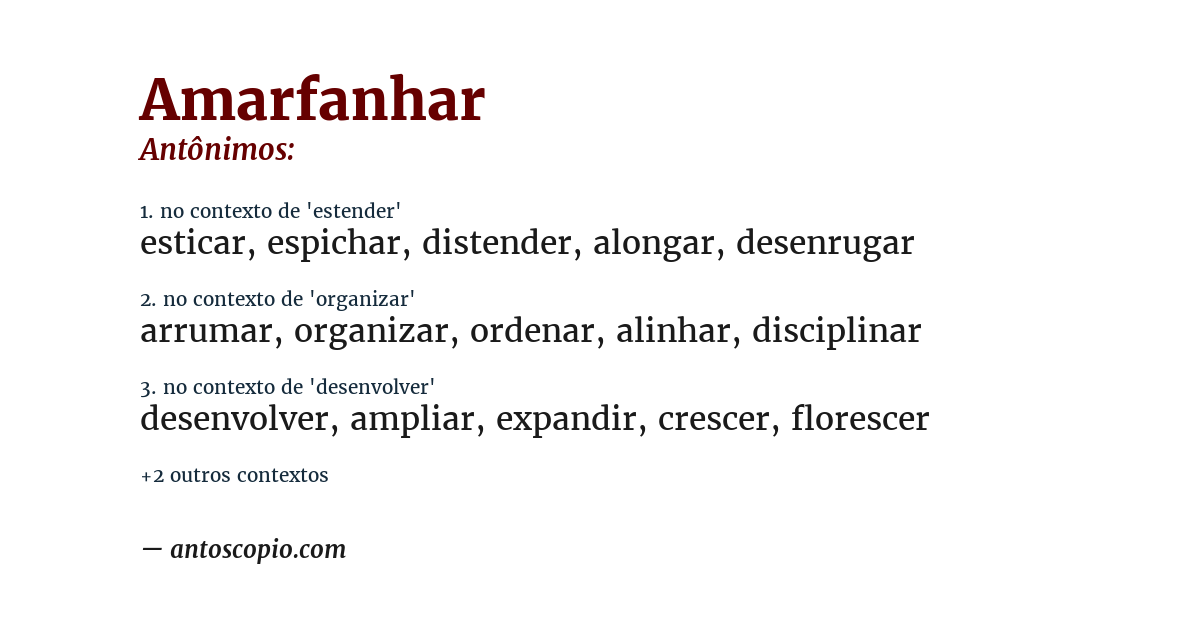 Antônimo de amarfanhar