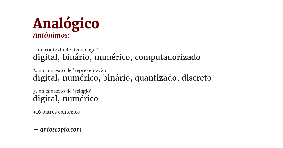 Antônimo de analógico