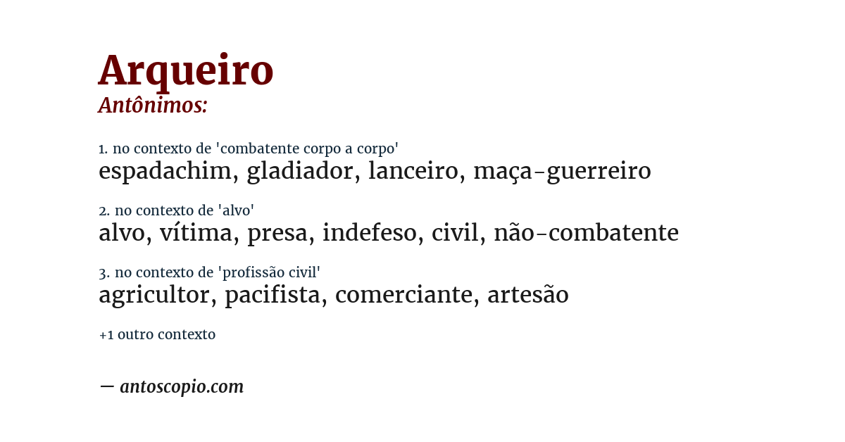 Antônimo de arqueiro