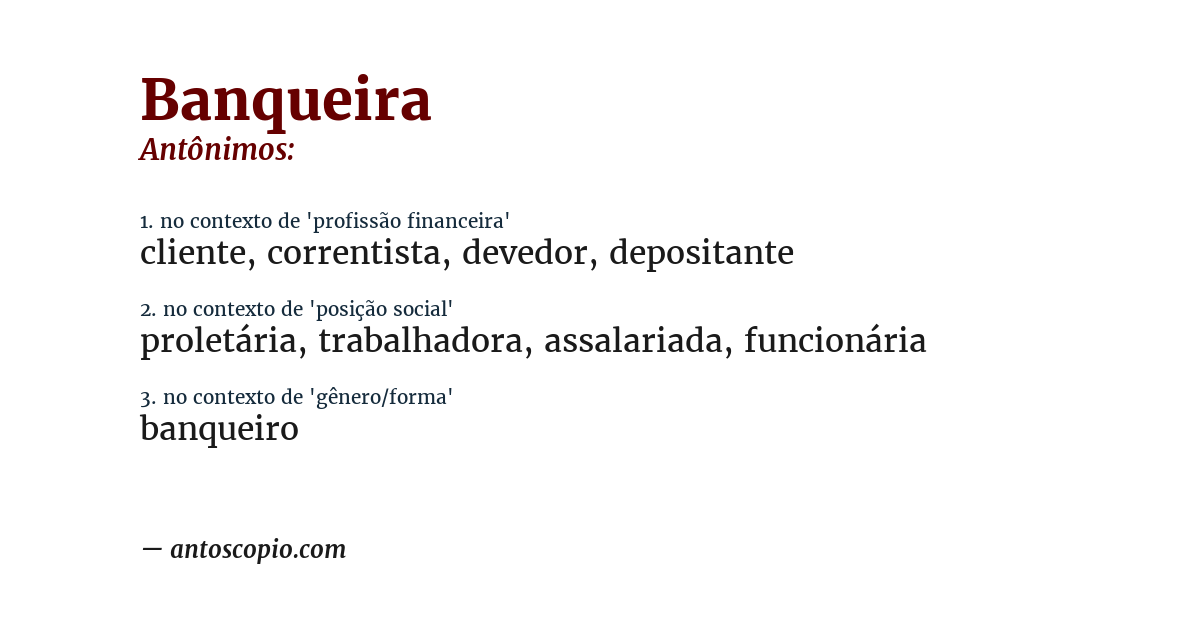 Antônimo de banqueira