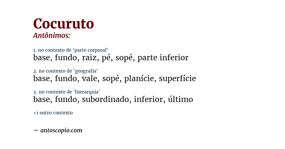 Antônimo de cocuruto