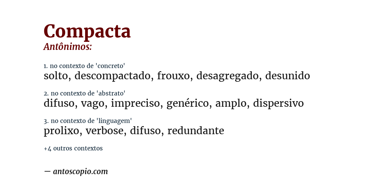 Antônimo de compacta
