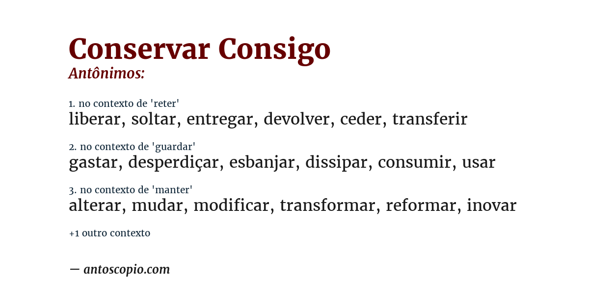 Antônimo de conservar consigo